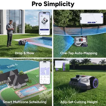Anthbot M5 Pro - Boundary Wire-Free Robotic Lawnmower with 360° LiDAR + RTK & NetRTK + Dual Vision AI