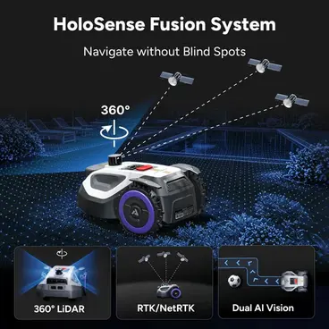 Anthbot M5 Pro - Boundary Wire-Free Robotic Lawnmower with 360° LiDAR + RTK & NetRTK + Dual Vision AI