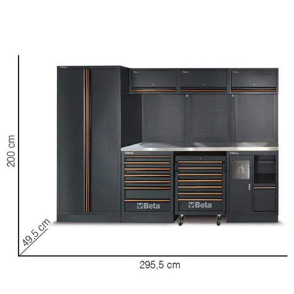 Beta C45PRO X/196UT - 46 cm Workshop Worktop with 196 Tools Included
