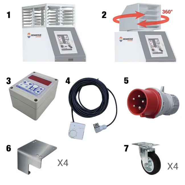 Extra accessories on request for Biemmedue Confort 40 E electric heater