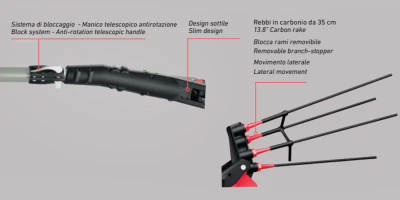 Castellari Vertigo L 18 12 V - Professional Battery-Powered Olive Harvester with 3.3 m Aluminum Pole