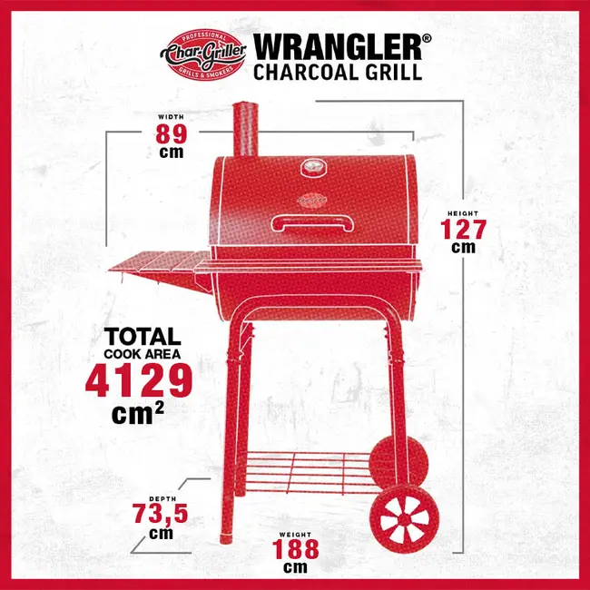 Wrangler Charcoal Barrel Grill 2823 compact charcoal barbecue
