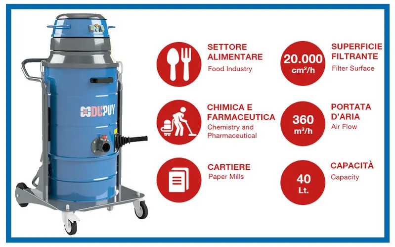 Du-Puy W2 Compact industrial vacuum cleaner