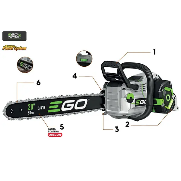 EGO CS2000 E - 50 cm Battery-Powered Chainsaw for Cutting Trees and Logs