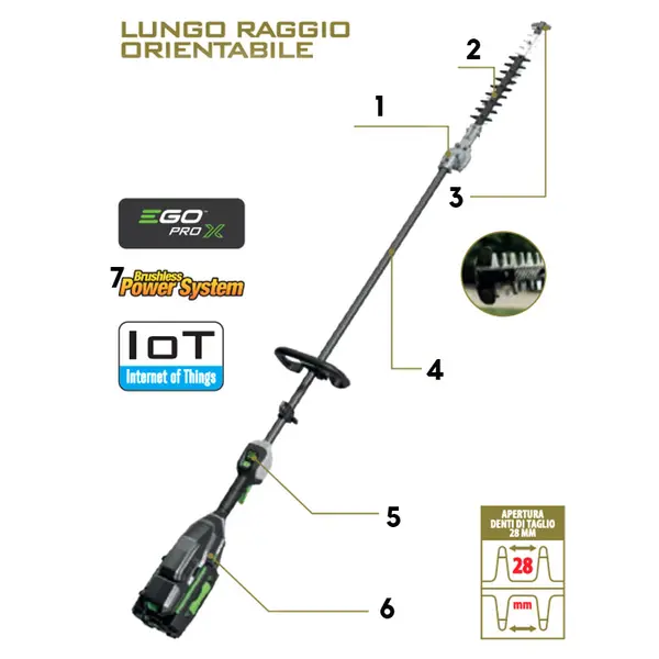 EGO HTX 5300 PA - 53 cm Adjustable Long-Range Pole Hedge Trimmer