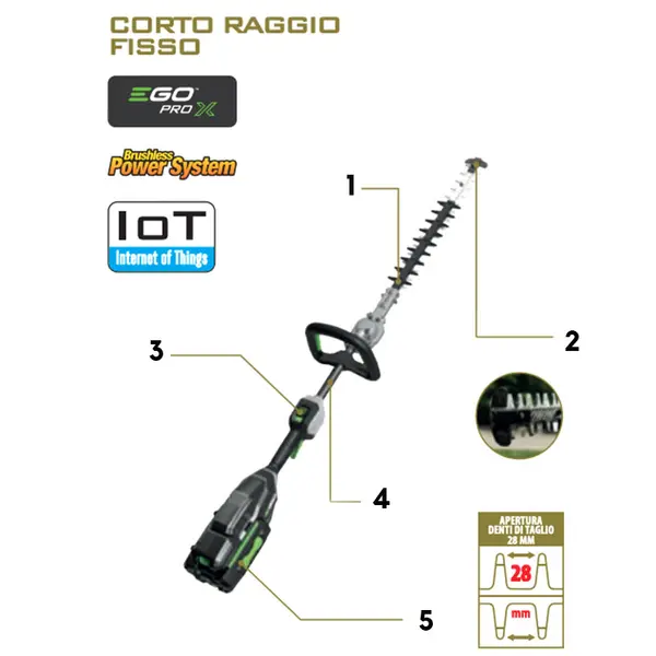 EGO HTX 5300 P - Fixed-Range Short-Range Hedge Trimmer with 53 cm Blades