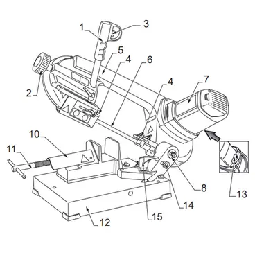 Components of the Femi 784 XL band saw