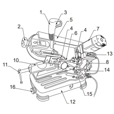 Components of the Femi ABS 105 band saw