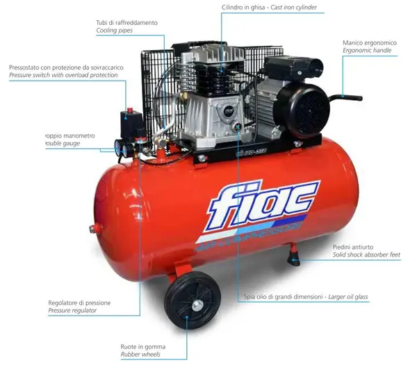 Fiac AB 100/268 M - Fiac AB 100/360 M - Fiac AB 100/415 M - 3 horsepower compressor 100 liters