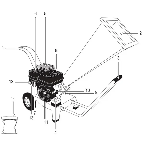Garland Chipper 780 QG-V23 60G-0024 - Professional 6 cm Petrol Wood Chipper