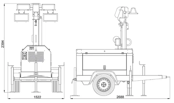 dimensions Genset LT 5500 SY-L - Silent Generator Light Tower