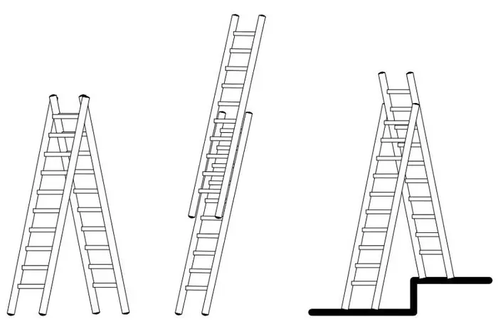 possible configurations Gierre Modula AL300 - Extended or Double Transformable Ladder - Multifunction in Aluminum
