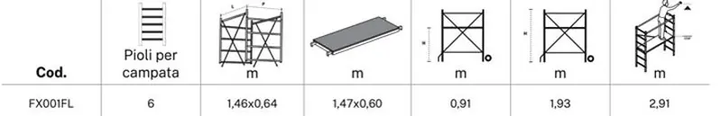 Gierre Flecto Fast&Lock FX001FL - Folding Aluminum Scaffolding, Working Height 2.93 m