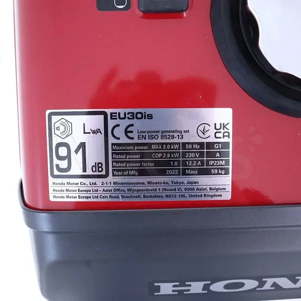 plate information 3 kW Inverter Power Generator HONDA EU 30is