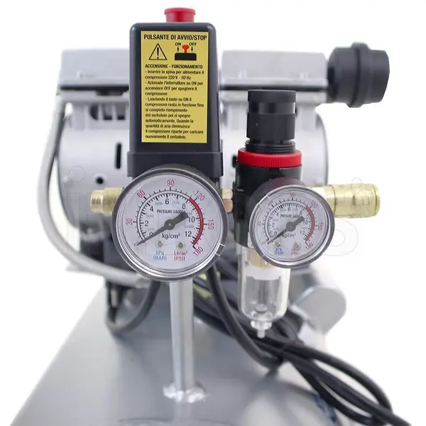 start stop button pressure gauge Hyundai 65704 - Supersilenced Oil Free Compressor