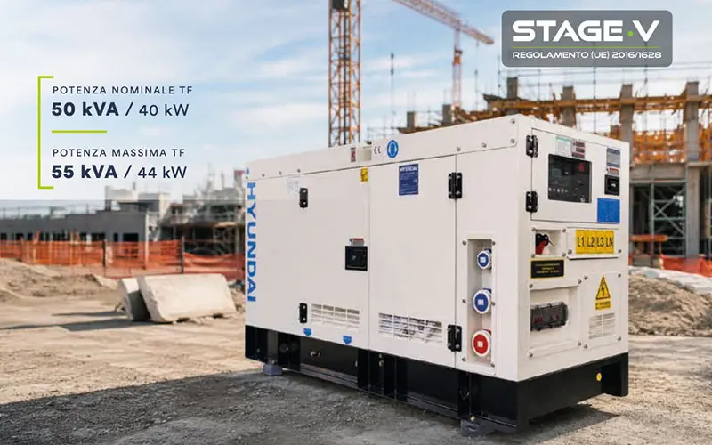 Hyundai 65572 - 1500 RPM Stage V 55 kVA Single-Phase/Three-Phase Silenced Generator