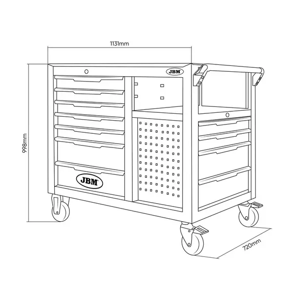 JBM 54509 - Tool Trolley with 7 Front Drawers and 4 Side Drawers
