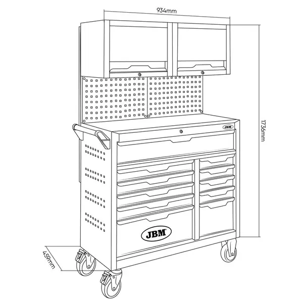 JBM 55118 - Professional Tool Cart with 172-Piece CRV Tool Set Included