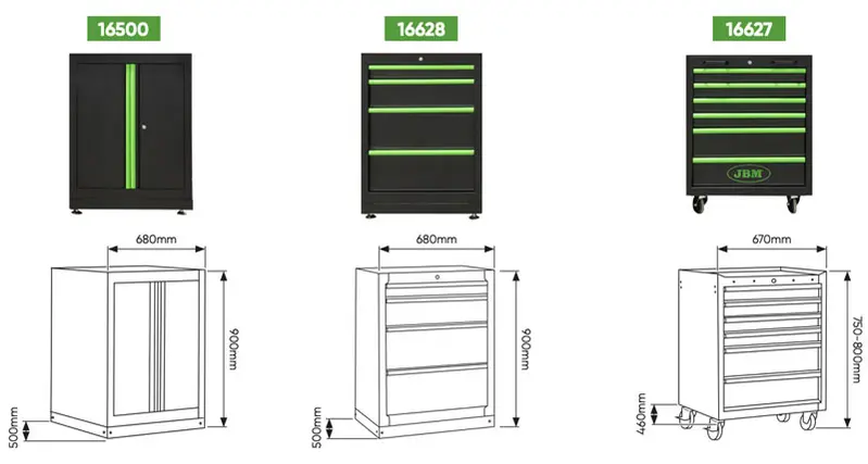 JBM 565 / 587 Series - 50 cm Workshop Workbench with 172 Tools Included