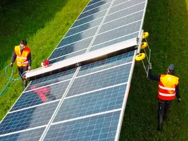 Cleaning system for large photovoltaic systems