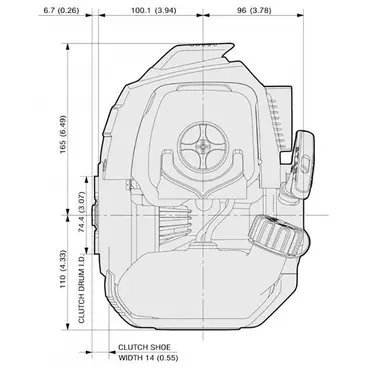 Kaaz KVR 530 Z engine dimensions - 2-stroke backpack brush cutter