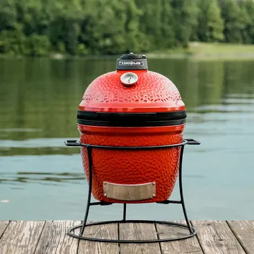Kamado Joe Joe JR. - Charcoal Grill and Smoker model KJ13RH with Cast Iron Stand