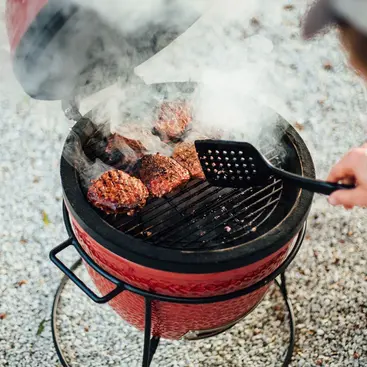 Kamado Joe Joe JR. - Charcoal Grill and Smoker model KJ13RH with Cast Iron Stand