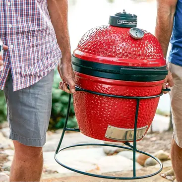 Kamado Joe Joe JR. - Charcoal Grill and Smoker model KJ13RH with Cast Iron Stand