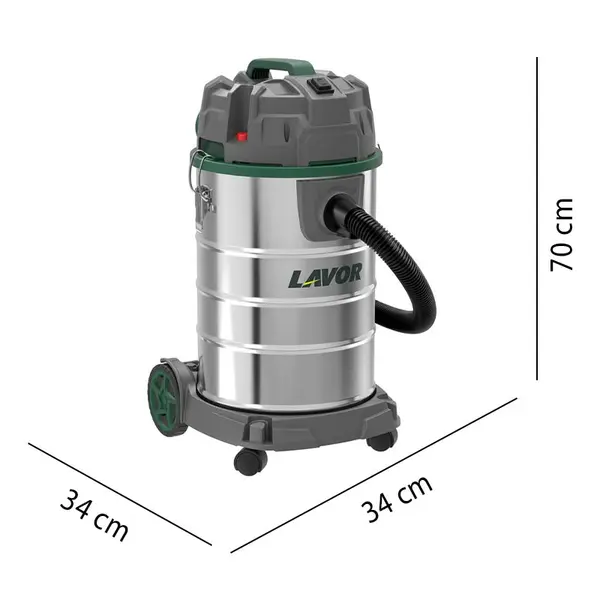 Lavor Dozzy Power 30XS vacuum cleaner dimensions, 30-litre professional vacuum cleaner with compact structure and trolley