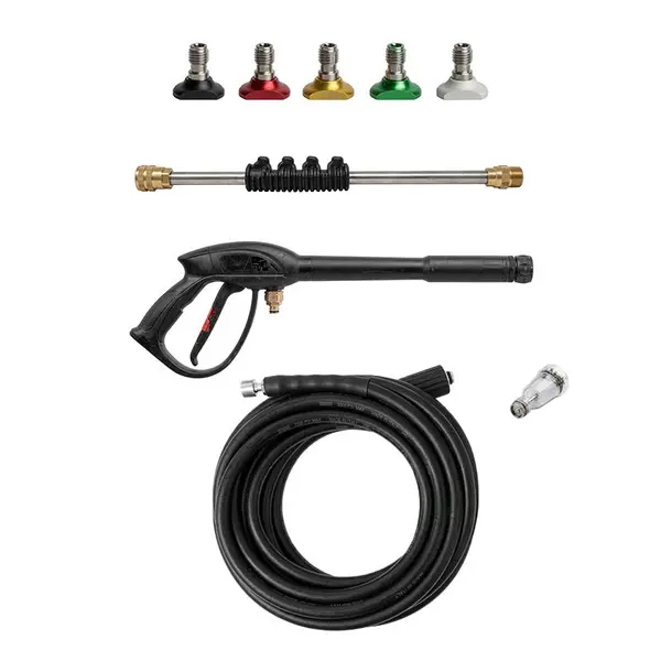 Lavor Kama 1409 pressure washer standard equipment with high pressure hose, gun, lance, nozzles and fittings