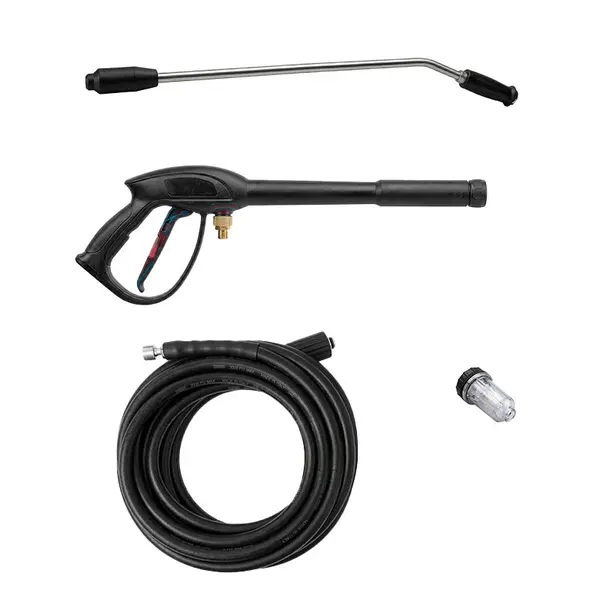 Lavor Mezen 1510 pressure washer standard equipment with flexible hose, high pressure nozzles, lance connection and professional gun