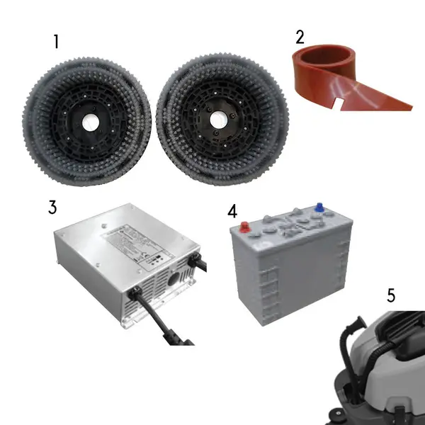 Lavor Motion 70 BT scrubber dryer with standard accessories