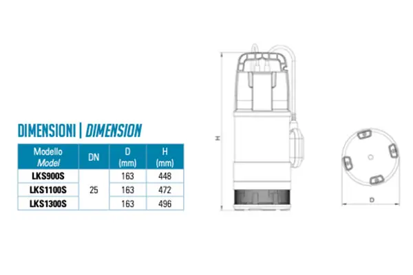 Leo LKS Electric Submersible Pump dimensions