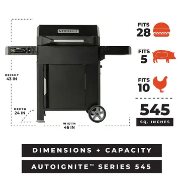 Masterbuilt AutoIgnite Series 545 - Digital Charcoal Grill and Smoker model MB20042724