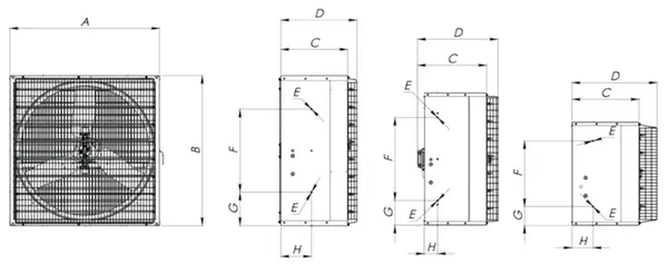 Munters ED HE 24'' 30'' 36'' - Exhaust Fans with Damper from 0.5 to 0.75 HP