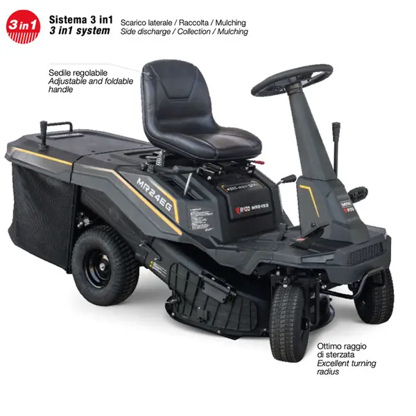 Rato Italian Power MR 24 EG - 3-in-1 Rider Ride-On Mower with Mulching