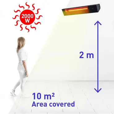 Sined Caldo Vetro Nero 2000 WiFi - Outdoor Infrared Heating Lamp