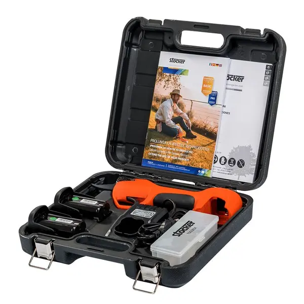 standard equipment Stocker Vulcano E-30 TP - Brushless Battery Scissors 150 W Progressive and Automatic