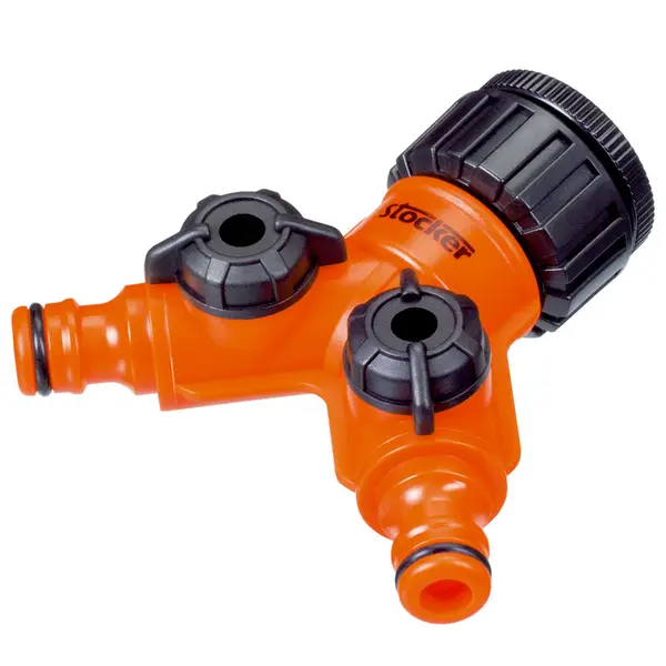 Stocker Tap Connector - With 2 Separately Adjustable Outlets
