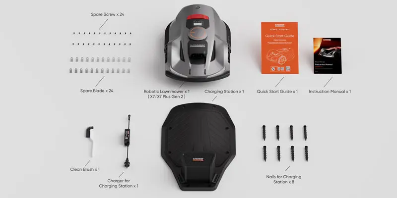 Sunseeker X7 Plus Gen 2 - Robot Lawnmower Standard Equipment