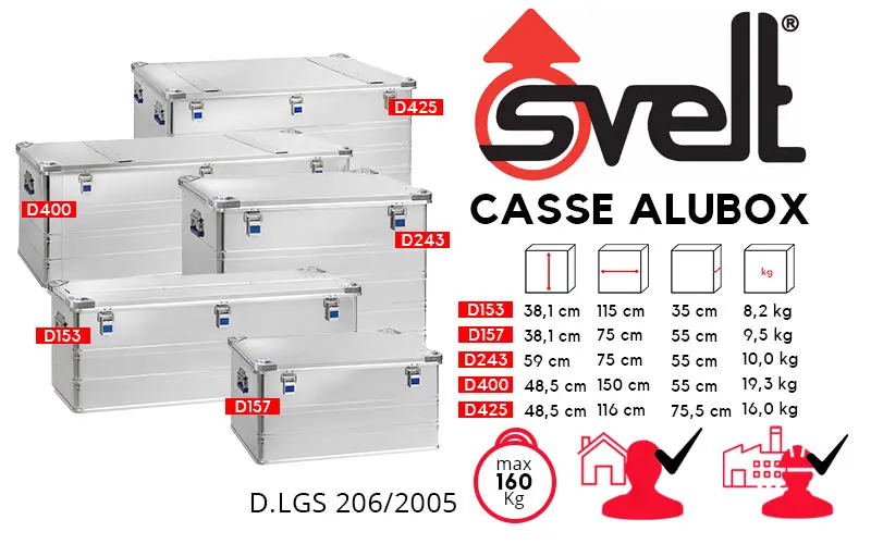 Svelt ALUBOX D153, D157, D243, D400 and D425 - Aluminum Cases for Transport and Storage