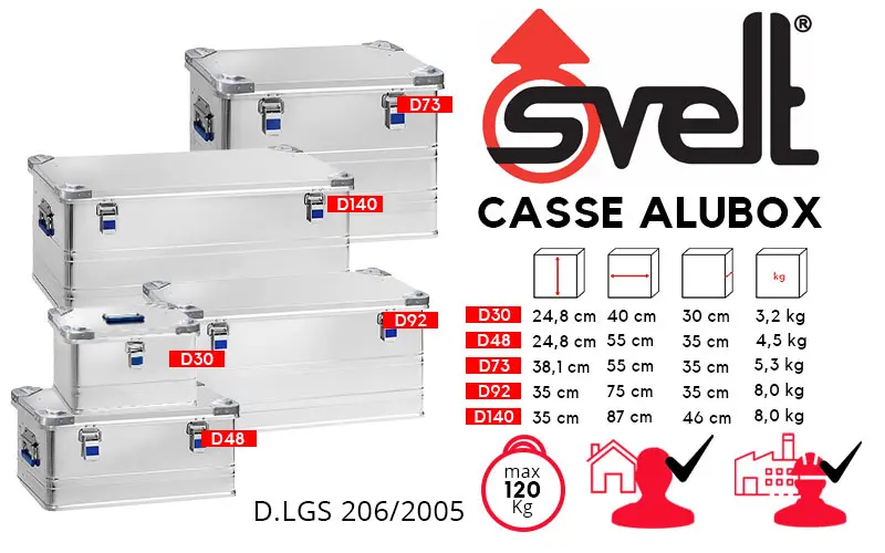 Svelt ALUBOX D30, D48, D73, D92 and D140 - Aluminum Cases for Transport and Storage