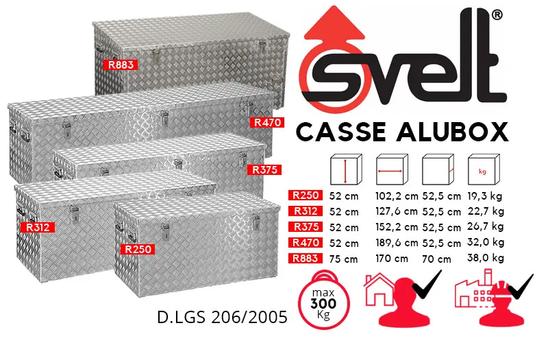 Svelt ALUBOX R37, R46, R70, R120 and R234 - Aluminum Cases for Transport and Storage