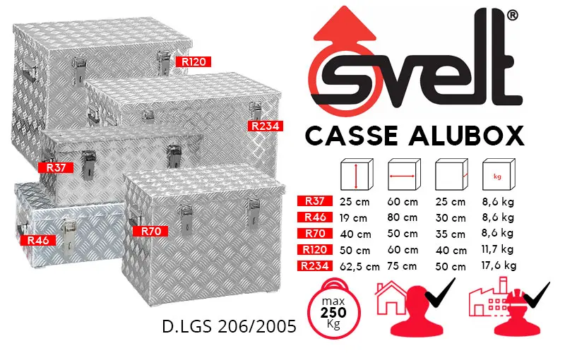 Svelt ALUBOX R37, R46, R70, R120 and R234 - Aluminum Cases for Transport and Storage