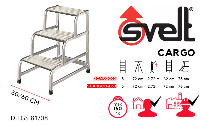 Svelt Cargo SCARGO03 SCARGO03L60 - Professional 3-Step Stool