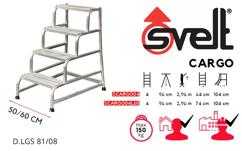 Svelt Cargo SCARGO04 SCARGO04L60 - Professional 4-Step Stool
