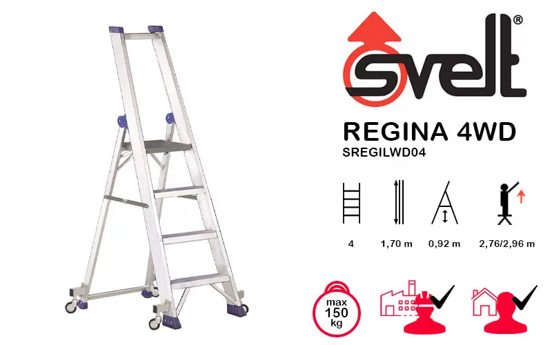 Svelt Regina 4WD SREGILWD04 - Professional Ladder with Wheels and Guardrail