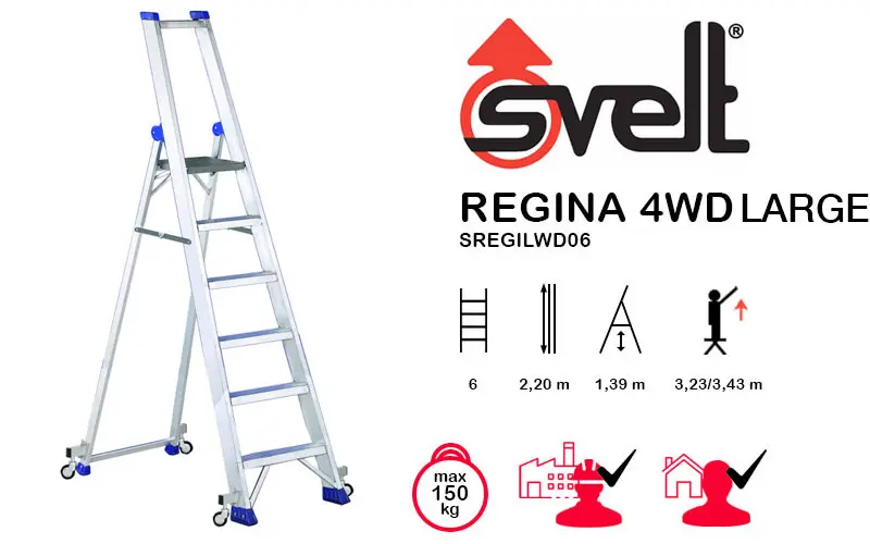 Svelt Regina 4WD LARGE SREGILWD06 - Professional Ladder with Self-Braking Wheels