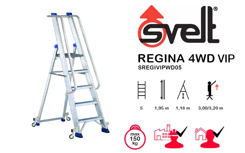 Svelt Regina 4WD vip SREGIVIPWD05 - Professional Ladder with Wheels and Guardrail
