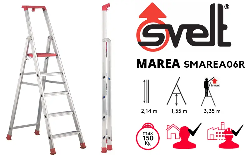 Svelt Marea SMAREA06R - Double Aluminum Ladder with Parapet